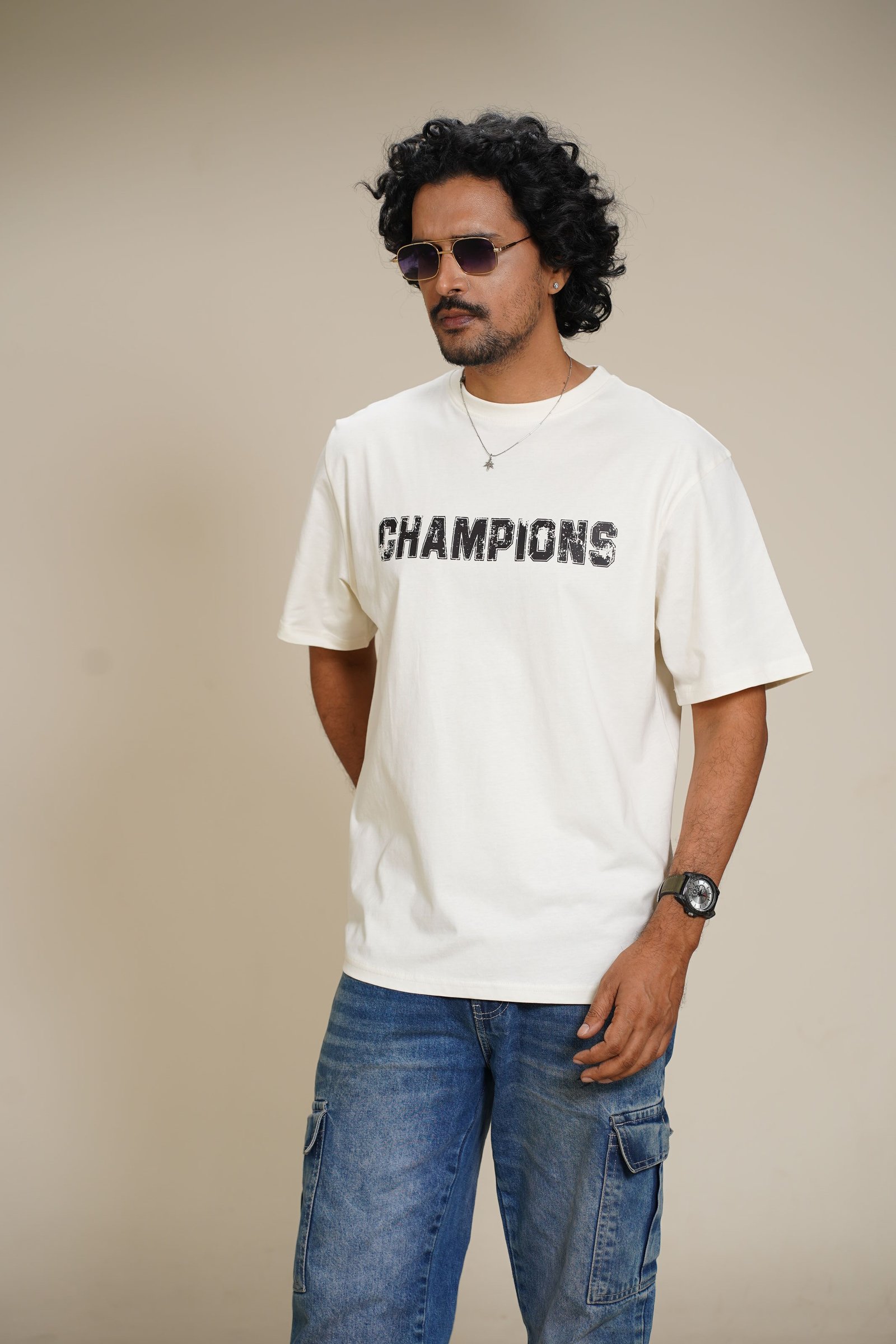 Men's Oversized Drop Shoulder Graphic Printed T-Shirt Premium Cotton Crew Neck Casual Streetwear Tee Copy Copy Copy BLACK gallery image