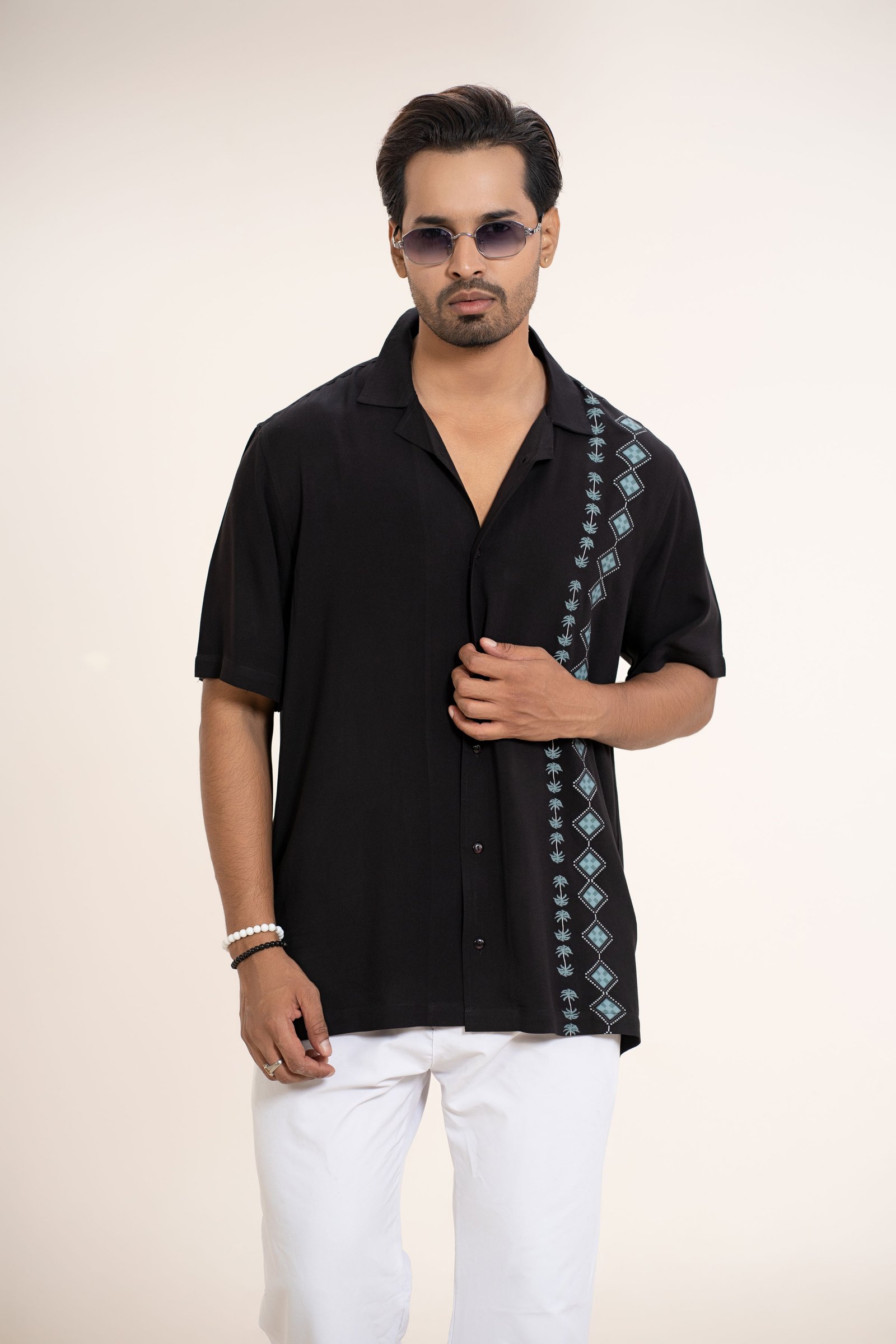 Relaxed Fit Geometric Pattern Casual Resortwear Shirt