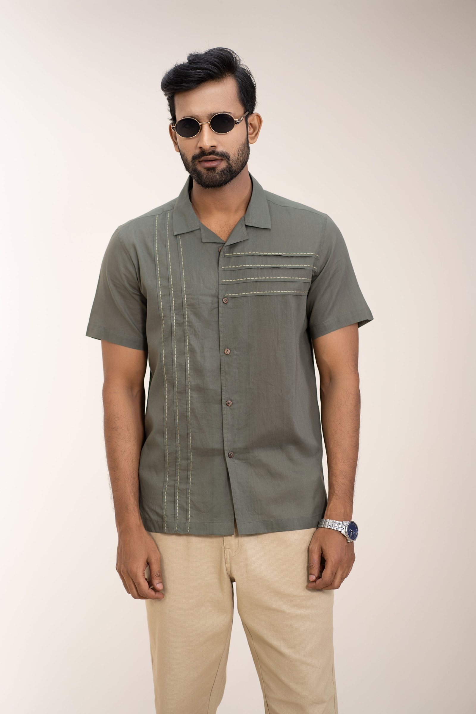 Premium Men's Solid Cuban Collar Shirt Copy