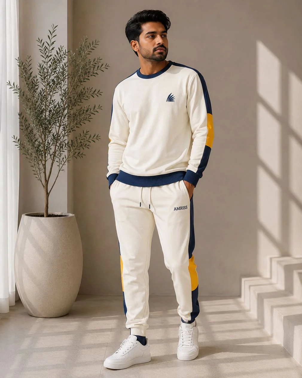 AMRISS Off-White Color-Block Tracksuit Set Off-White gallery image