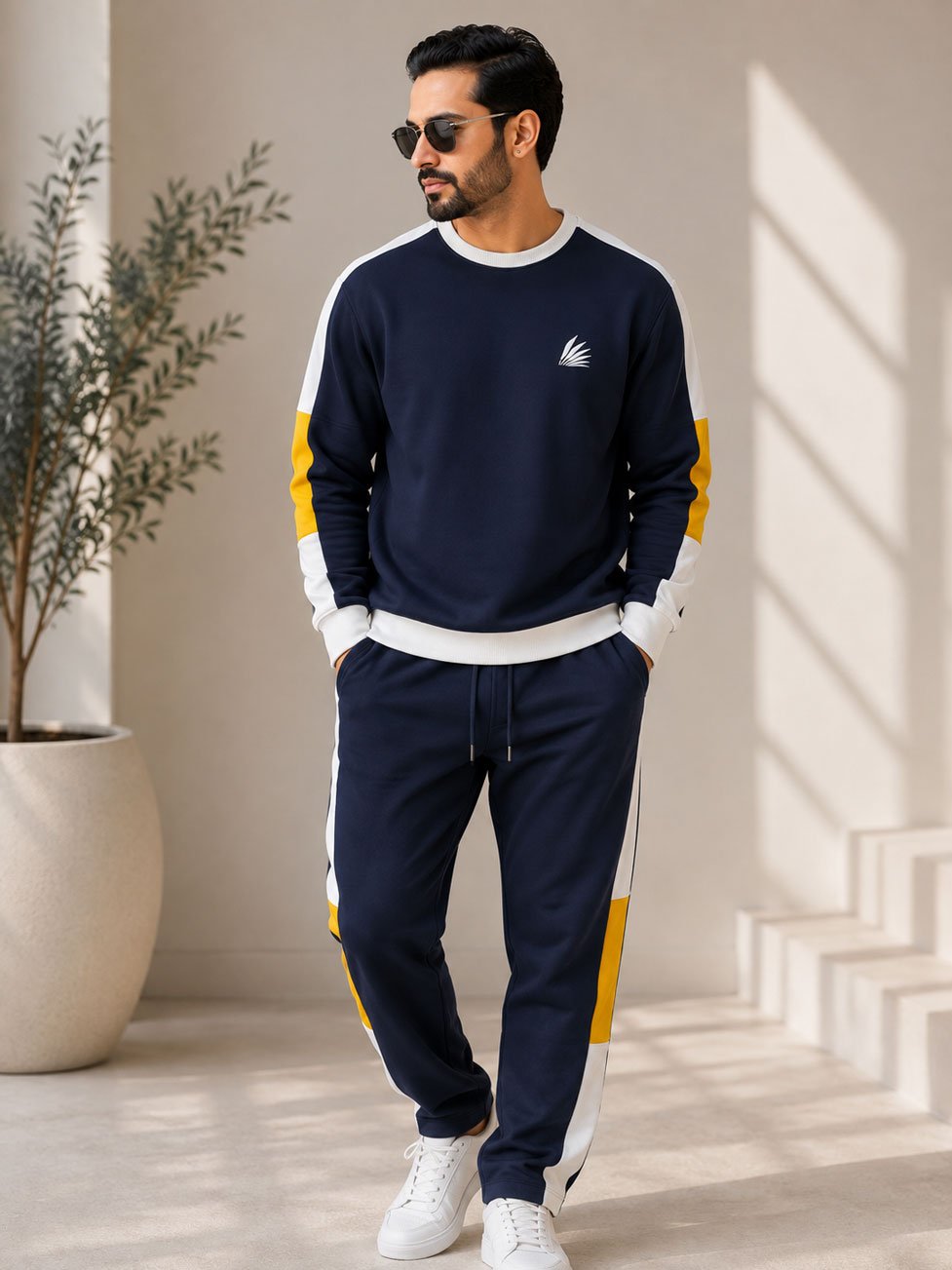 Navy Colorblock Signature Tracksuit Set