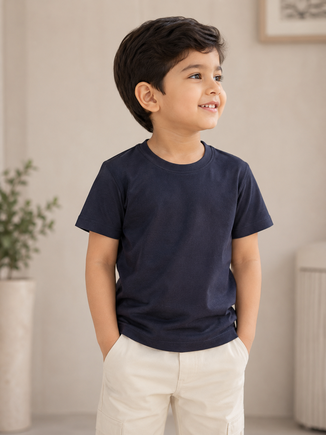 Men’s Premium Basic Crew-Neck Cotton T-Shirt Navy Blue gallery image