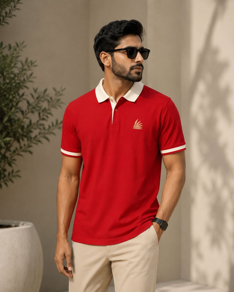 Amriss Signature Contrast Drop Needle Polo T-Shirt